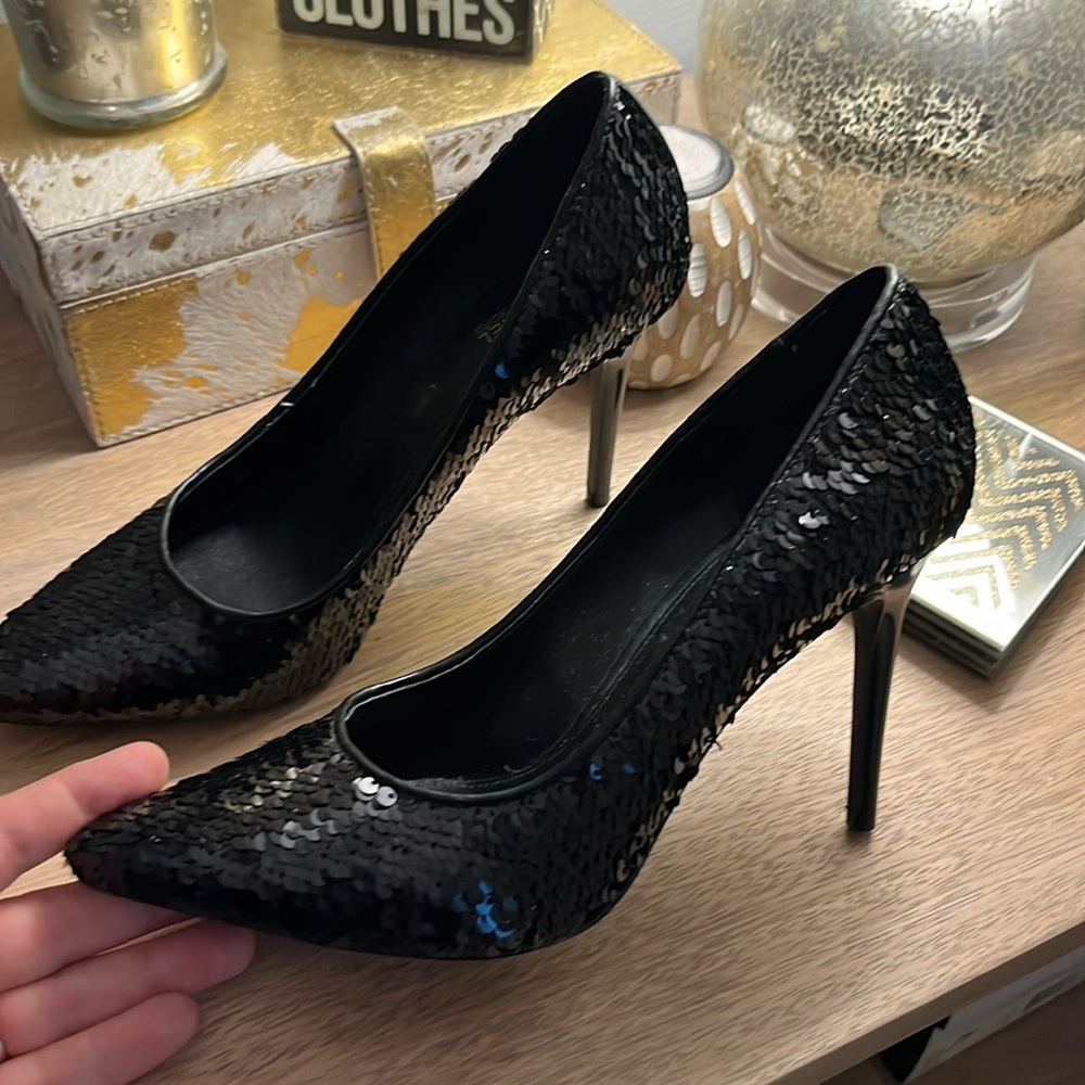Michael Kors black sequined heels size 9